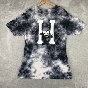 HUF Felix the Cat Shirt Mens Medium Black Tie Dye Graphic Streetwear Skater